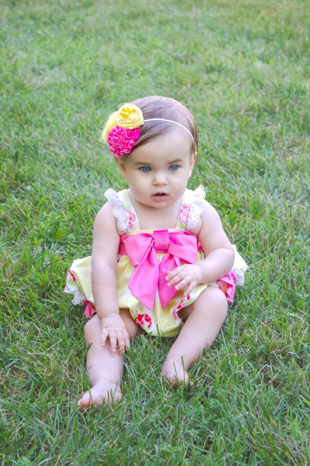 Lola Yellow Rose Baby Romper