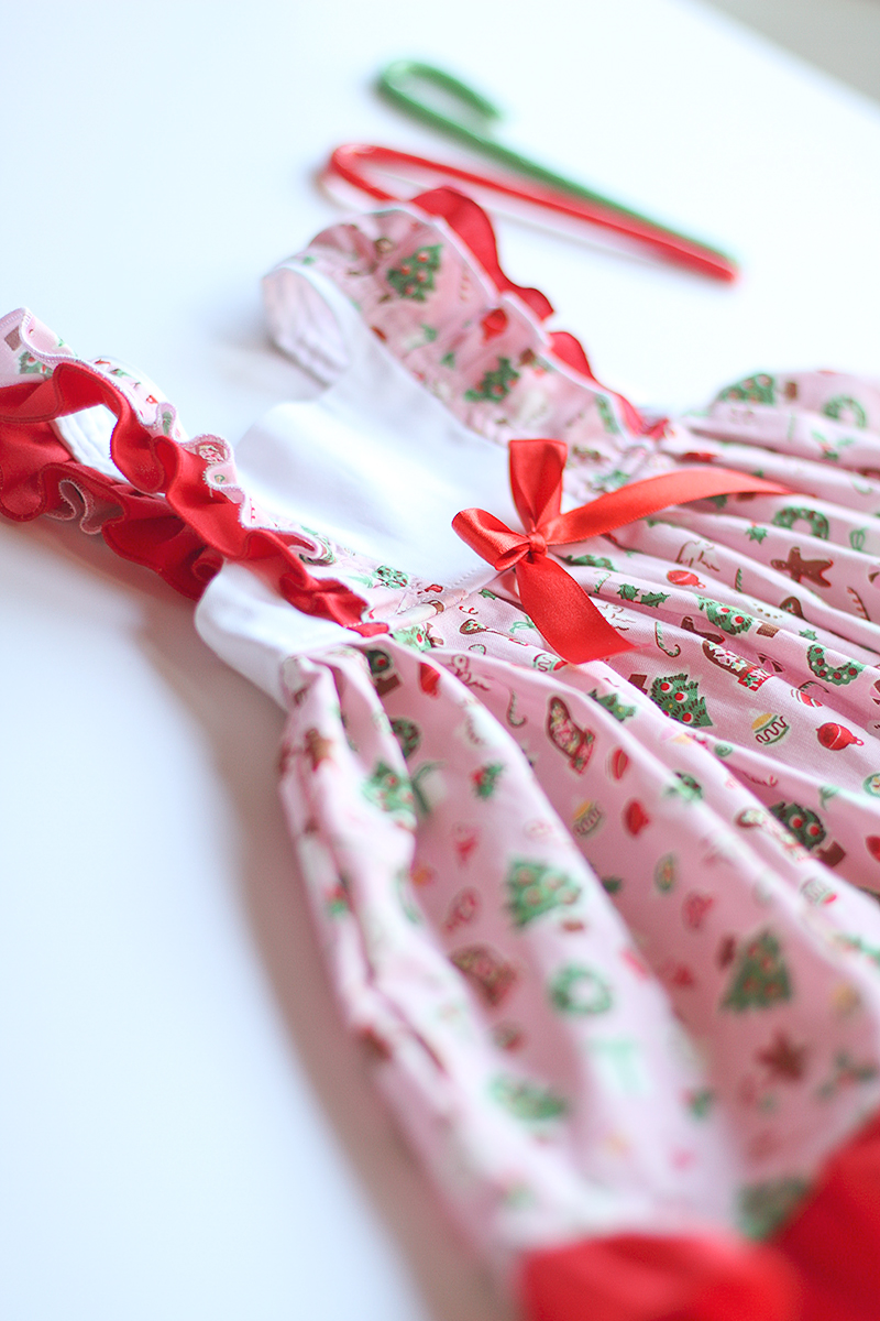 Handmade Baby Girl Christmas Dress - Fabrics sourced in the USA - product manufactured in the USA/Florida