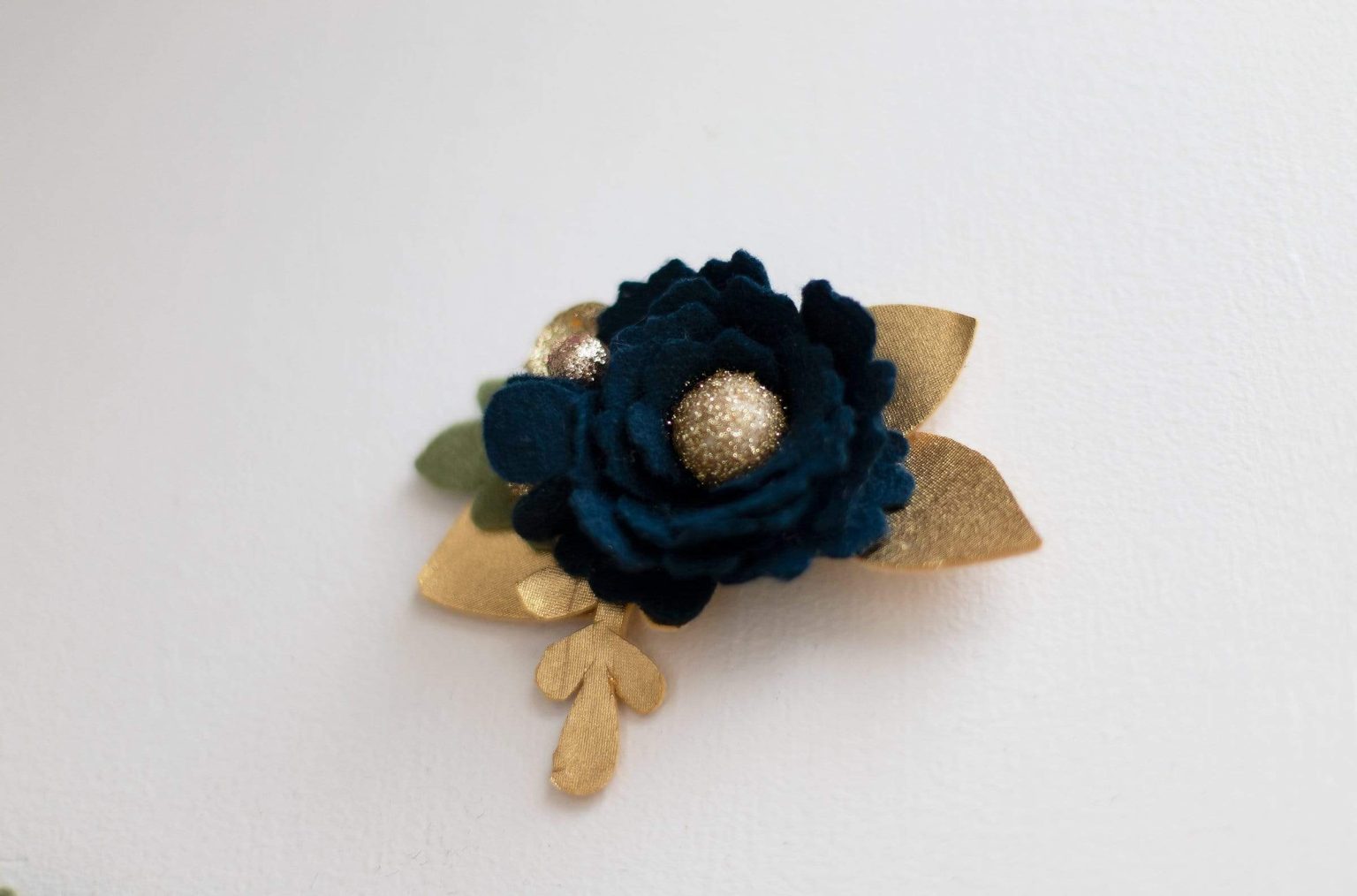 Kinder Kouture Accessory Blue and Gold Felt Flower Headband