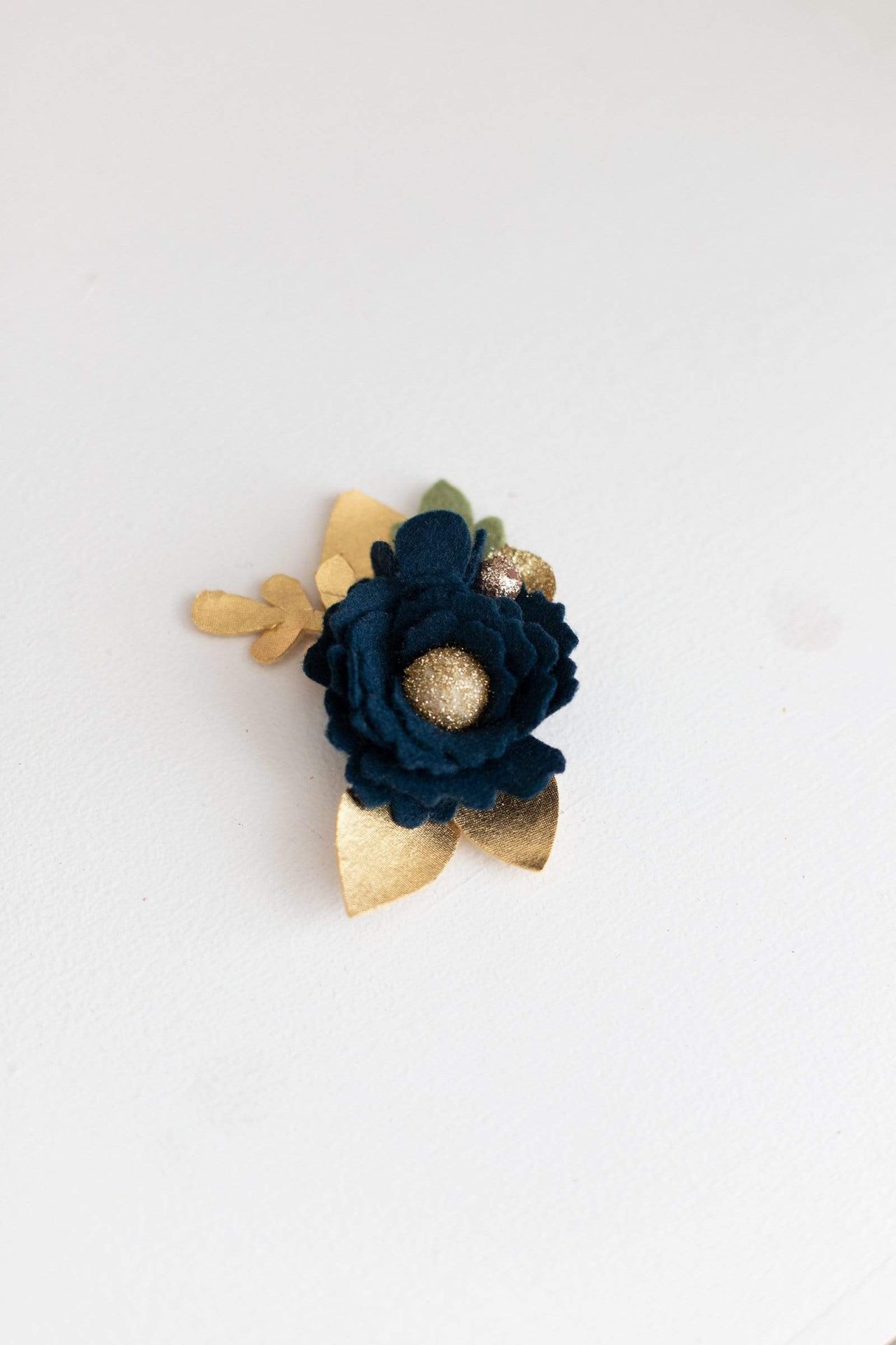 Kinder Kouture Accessory Blue and Gold Felt Flower Headband