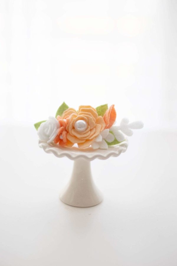 Apricot and White Felt Flower Headband - Kinder Kouture