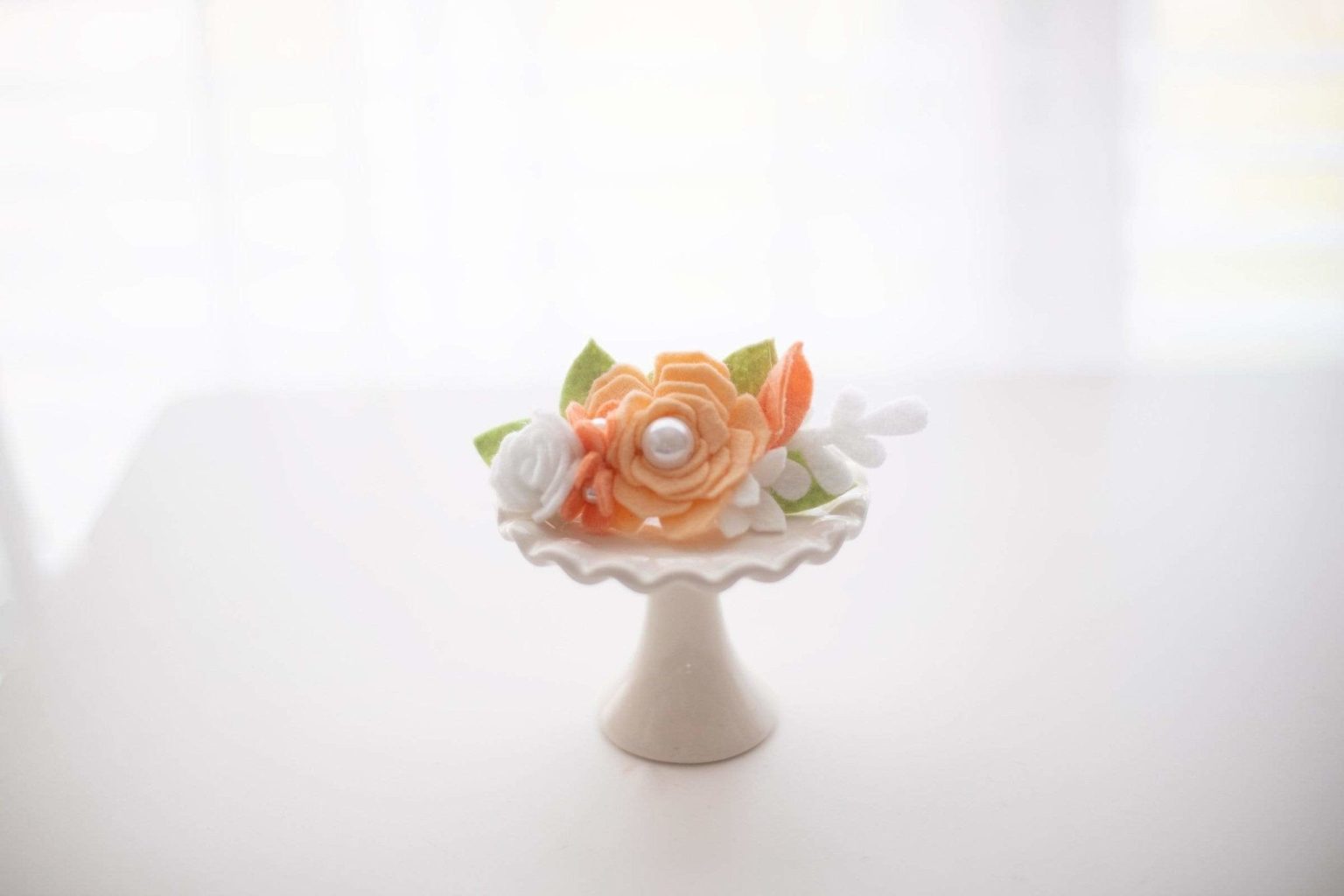Apricot and White Felt Flower Headband - Kinder Kouture