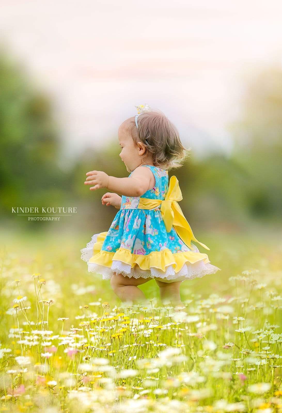 Blue Daffodil Easter Bunny Dress Kinder Kouture