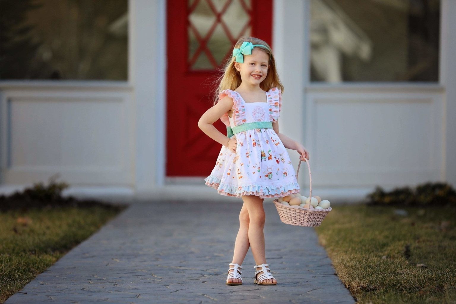 Bunny Hill Girls Easter Dress (White) - Kinder Kouture
