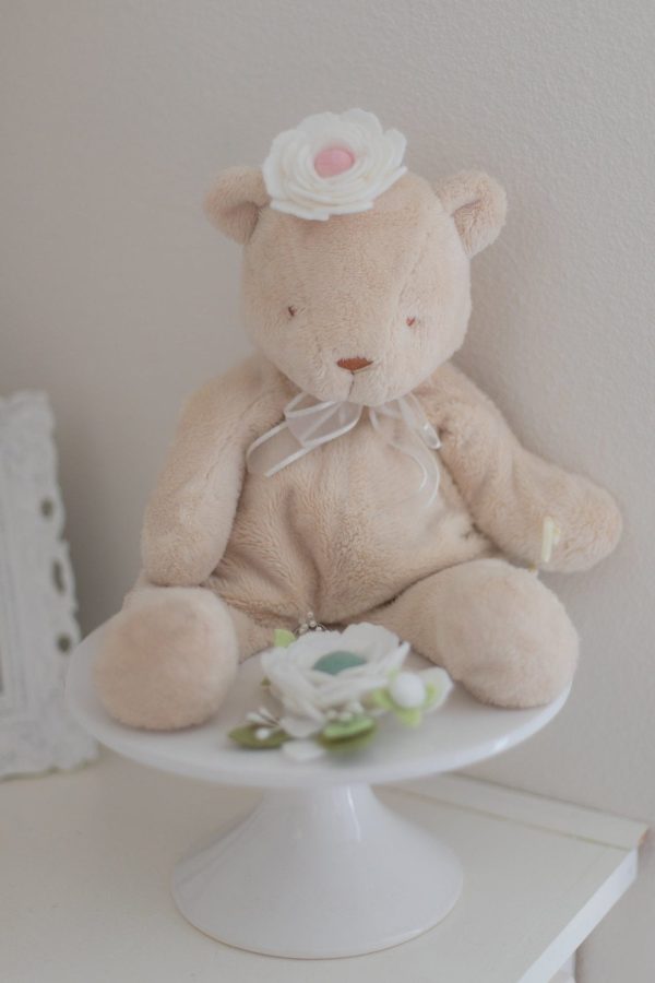 Creamy White and Pink Rose Hair Accessory - Kinder Kouture