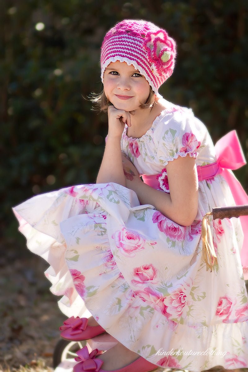 Georgia Rose Ivory Floral Peasant Dress - Kinder Kouture