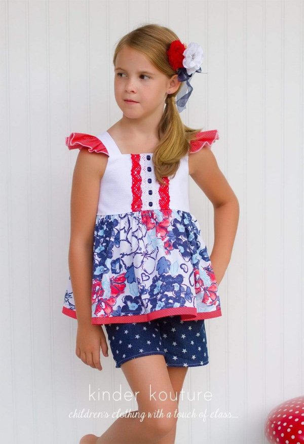 Kinder Kouture July4th Bluebell Top