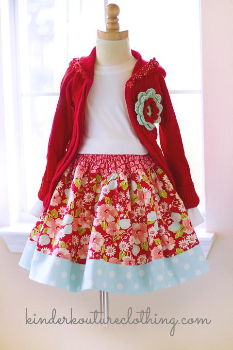 Red Floral Picnic Skirt - Kinder Kouture