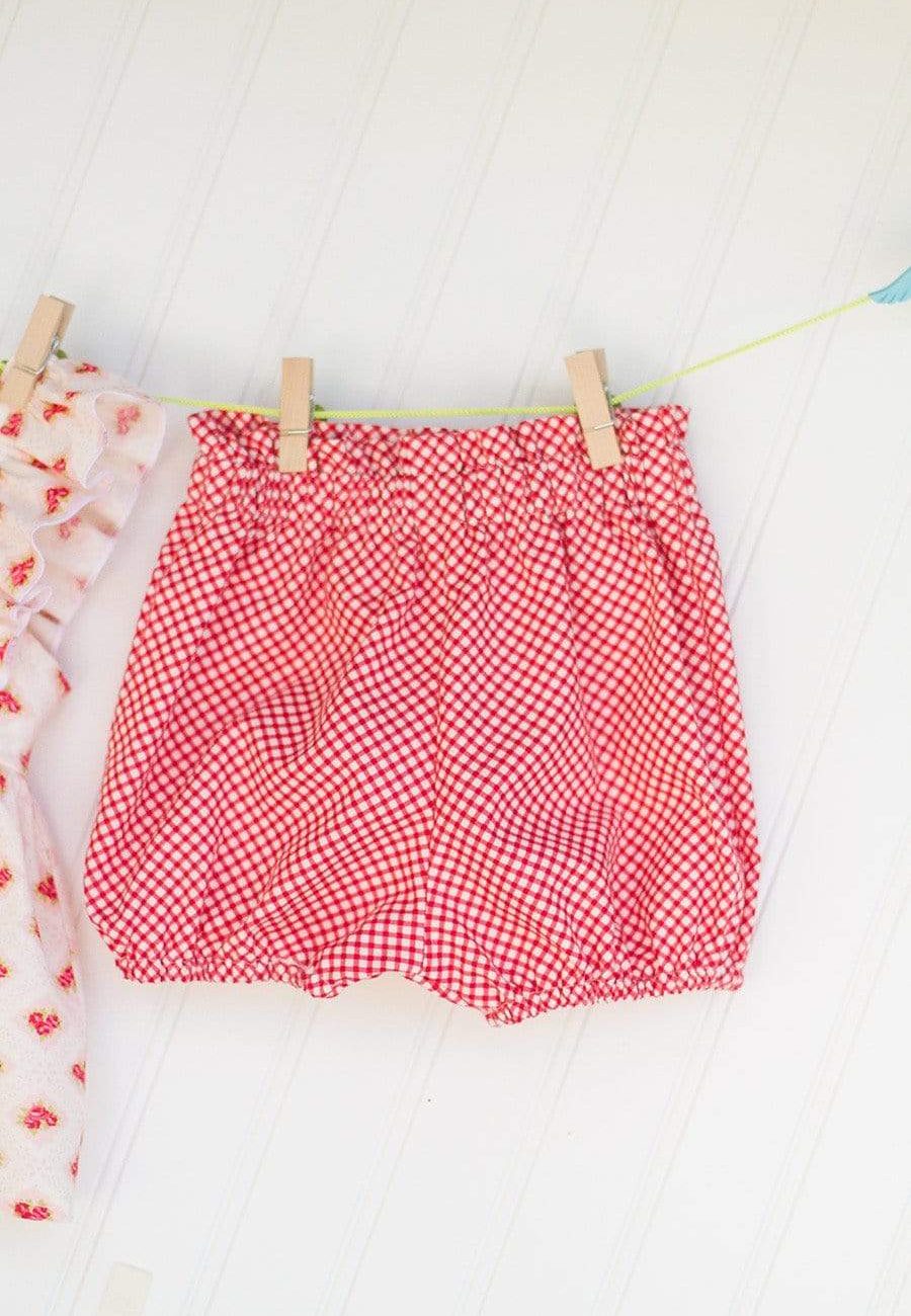 Red Gingham Paperbag Shorties - Kinder Kouture